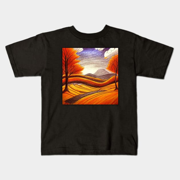 Landscape In Autumn Landscape Kids T-Shirt by Landscape In Autumn